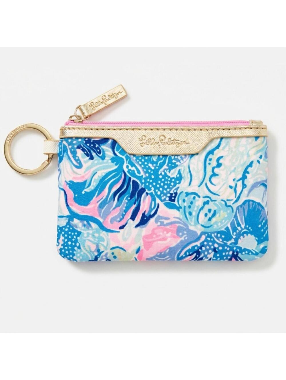 Lilly Pulitzer Blue and Pink Keychain Coin Purse
